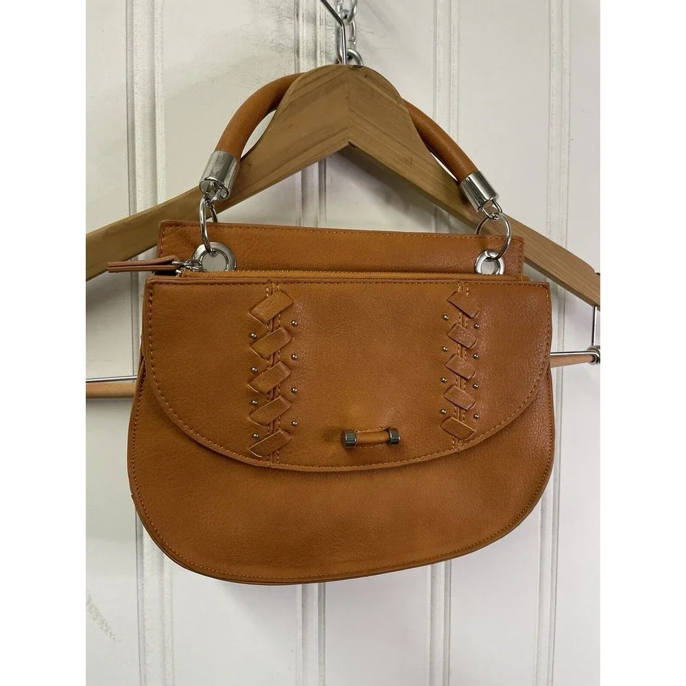 Danielle Nicole Brown Theia‎ Studded Stitched Top Handle Handbag Purse